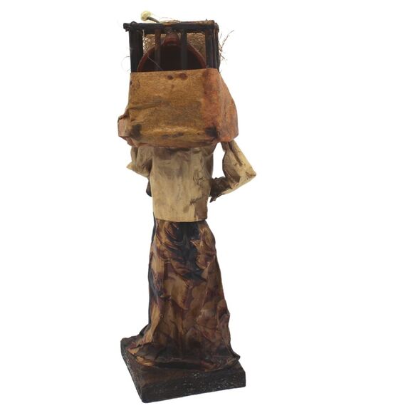Vintage Mexican Folk Art Paper Mache Sculpture Woman Villager Figurine 11.5" - Picture 6 of 6
